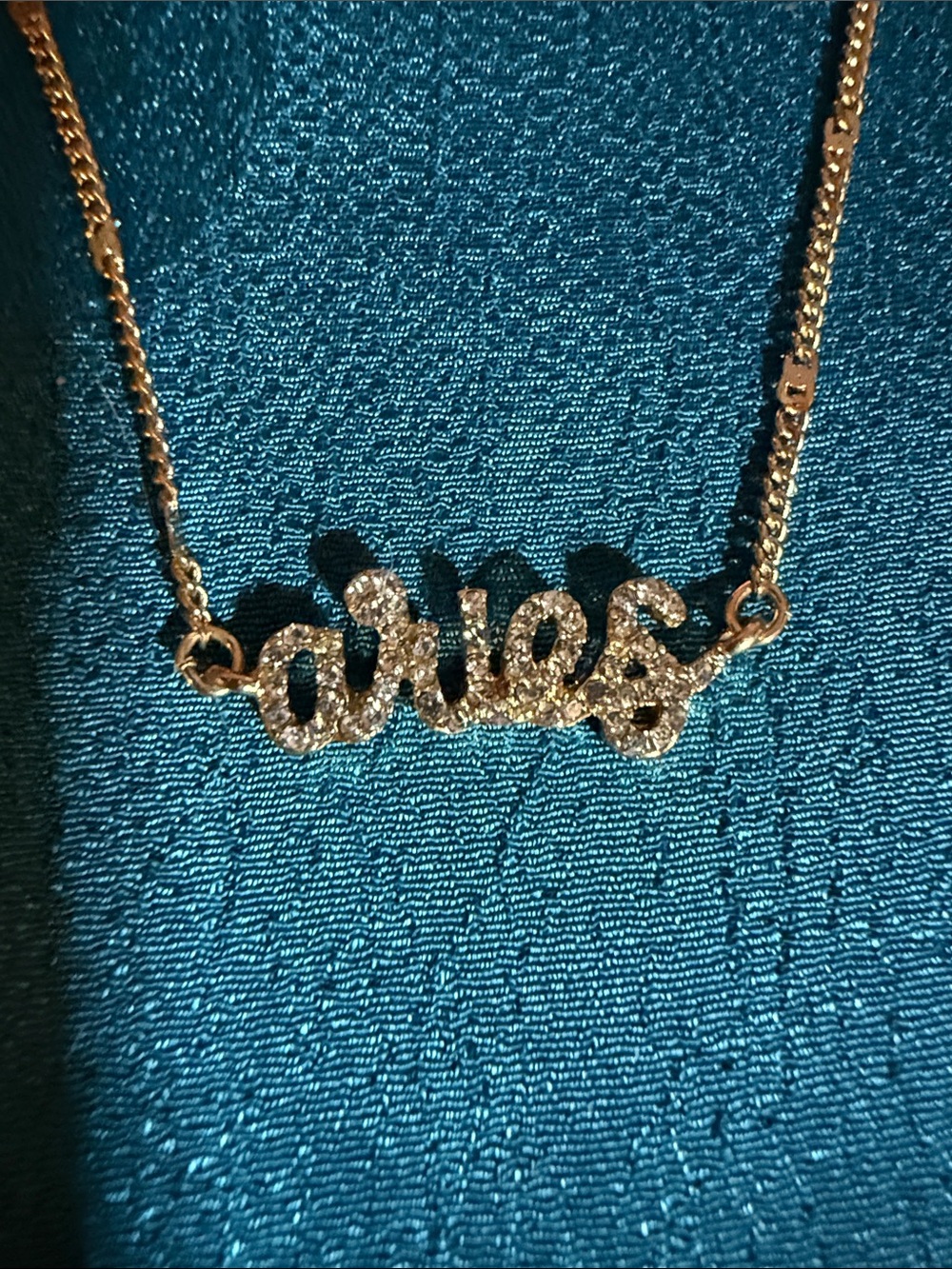 Gold-Tone Sparkling Nameplate Necklace - Gold